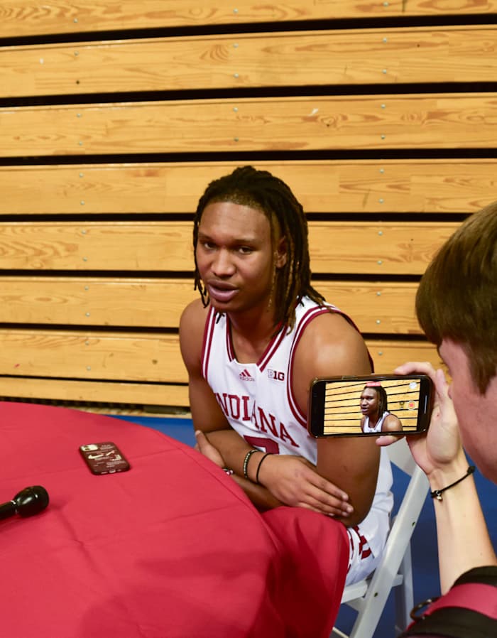 Malik Reneau speaks with the media on IU Basketball Media Day.